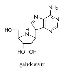 Fototapeta na wymiar Galidesivir antiviral drug molecule. Skeletal formula.