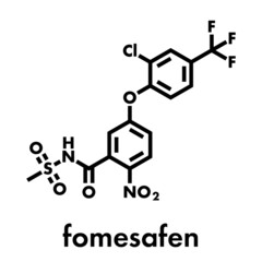 Fomesafen herbicide molecule. Skeletal formula.