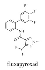 Fluxapyroxad fungicide molecule. Skeletal formula.