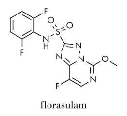 Florasulam herbicide molecule. Skeletal formula.