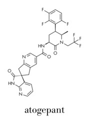 Atogepant migraine drug molecule (CGRP inhibitor). Skeletal formula.