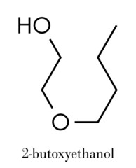 2-butoxyethanol molecule. Used as solvent and surfactant. Skeletal formula.