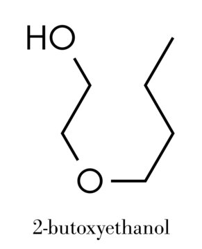 2-butoxyethanol molecule. Used as solvent and surfactant. Skeletal formula.