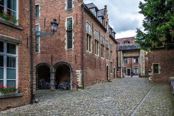 View of streets and houses of The Groot Begijnhof (Great Beguinage),  a completely restored historical quarter in the south of downtown Leuven, Belgium, listed as UNESCO world heritage in 1998 (1 (5)