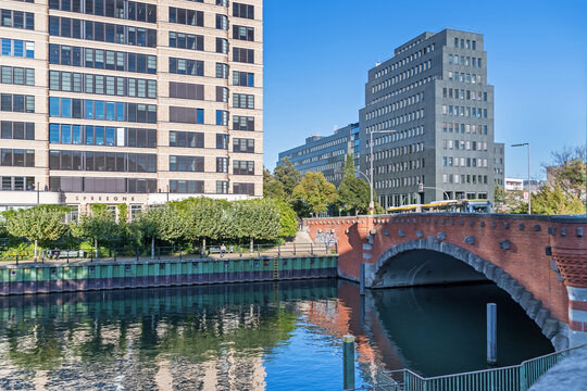 Road bridge Dovebruecke over the Landwehr Canal  in Berlin, Germany