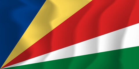 Obraz premium Seychelles national flag soft waving background illustration