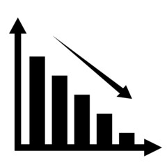 Down chart icon. Suitable for mathematical data purposes as well as financial and business data