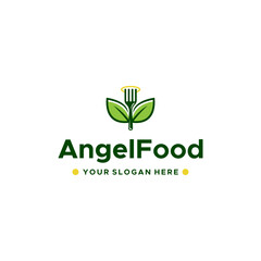 minimalist AngelFood fork vegetables Logo design