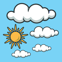 vector illustration of clouds and sun in the sky