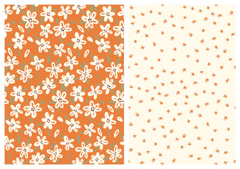 Abstract floral seamless pattern background in yellow white and beige. Set of 2 pattern perfect for textiles, apparel, wallpaper etc.