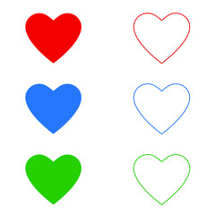 Ensemble d'icônes de cœur isolés sur fond blanc. Vecteur. Emoji. Jeu d'icônes d'amour. Web d'icône émoticône.