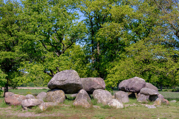 Hunebedden on the Assen-Groningen, A dolmen is a type of single-chamber megalithic tomb, Usually consisting of two or more vertical, It is the only hunebed in the Dutch province, Drenthe, Netherlands.