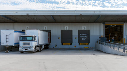Loading dock at logistics warehouse exterior
