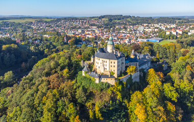 Fototapeta na wymiar Chateau and Castle Frydlant from above