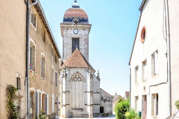 Fototapeta na wymiar Church of Saint-Hilaire de Pesmes. Pesmes has been recognized by Les Plus Beaux Villages de France as one of the most beautiful villages in France