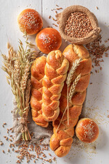 Homemade variety of breads for perfect and healthy breakfast.