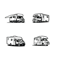 Premium Campervan RV Caravan Motorhome Vector Bundle Set. Best for Camper Van Enthusist Related Business - obrazy, fototapety, plakaty