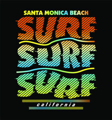 Surf Typography Vector Lettering For Tshirt Design