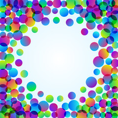 Rainbow bubbles vector background. Fun abstract circles confetti.