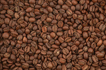 coffee beans background top view 