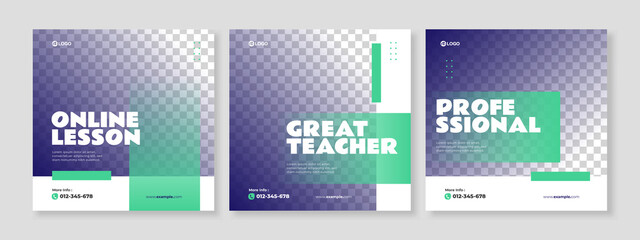 online course social media pack template premium