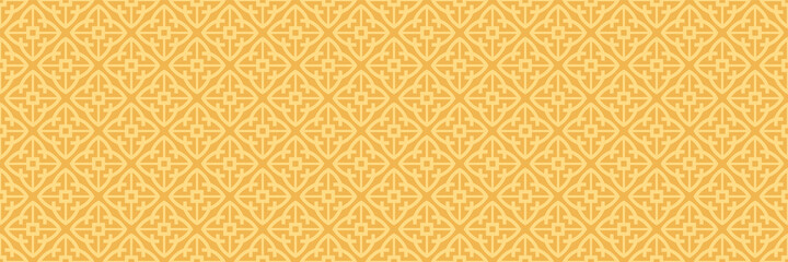 Seamless pattern in vintage style with decorative geometric pattern on yellow background. Vector image