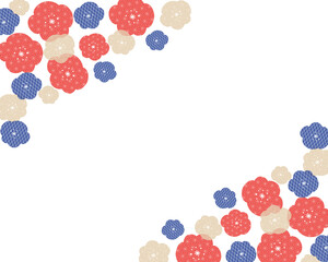 和柄の梅モチーフを斜めに配置したフレームイラスト