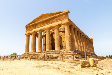 Wonderful Panoramas of The Temple of Concordia (Tempio della Concordia) In Valley of Temples, Agrigento, Sicily, Italy.