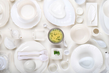 White Ceramic COllectoon, Knolling Concept White on White