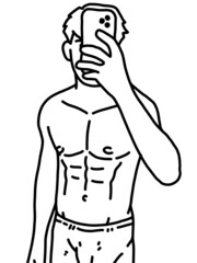 Fototapeta premium black and white of cute man for coloring