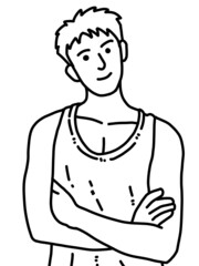 black and white of cute man for coloring