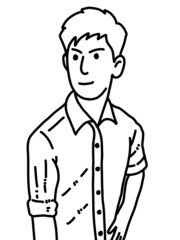 black and white of cute man for coloring