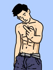 cute man cartoon on blue background