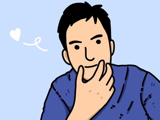 cute man cartoon on blue background