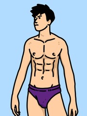 Fototapeta premium cute man cartoon on blue background