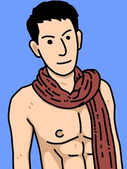 Fototapeta premium cute man cartoon on blue background