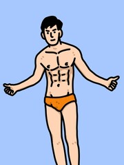 Fototapeta premium cute man cartoon on blue background