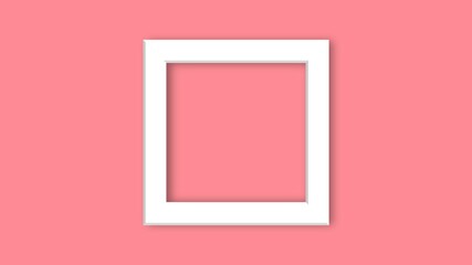 Modern pastel pink color with white geometric square frame backdrop. Abstract pastel blue color minimal wall scene