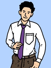 cute man cartoon on blue background