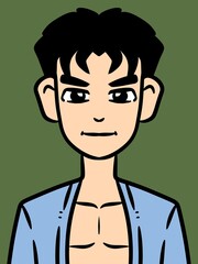 cute man cartoon on green background