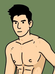 Fototapeta premium cute man cartoon on green background