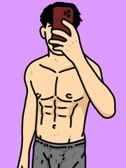 Fototapeta premium cute man cartoon on purple background