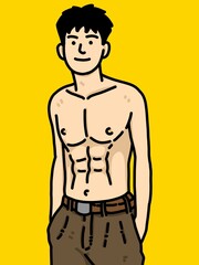 Fototapeta premium cute man cartoon on yellow background
