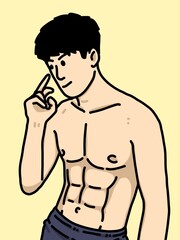 Fototapeta premium cute man cartoon on yellow background