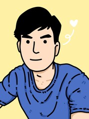 cute man cartoon on yellow background
