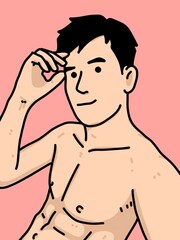 Fototapeta premium cute man cartoon on pink background