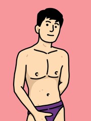 Fototapeta premium cute man cartoon on pink background