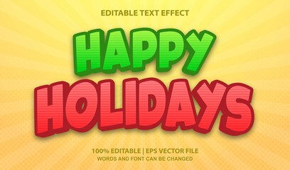 Happy Holidays Editable Text Effect Vector Style