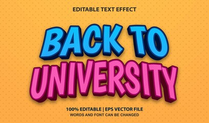 Back to University Editable Text Effect Vector Style