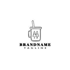 fresh drinks cartoon logo cute icon design black isolated vector illustration